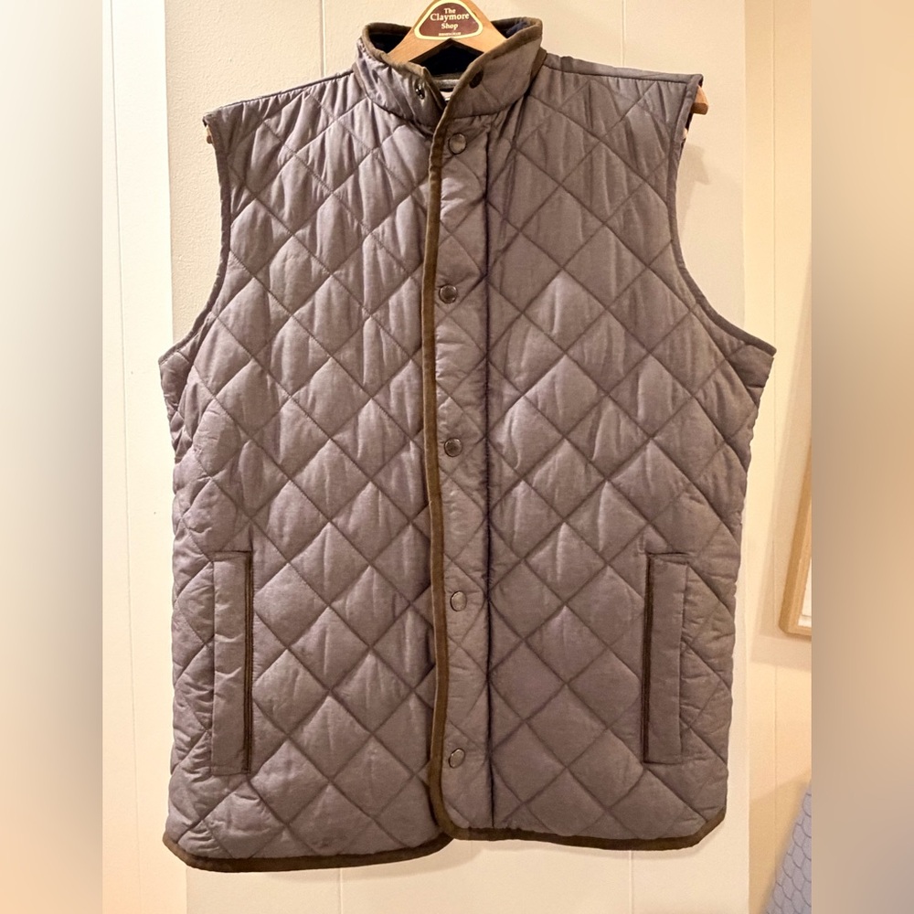 Peter Millar Quilted Vest in Gray and Brown